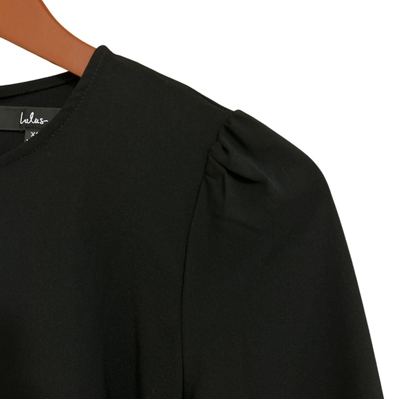 NWT Lulus Believe It or Knot Black Long Sleeve Tie-Front Skater Dress - Size XS - Picture 8 of 16